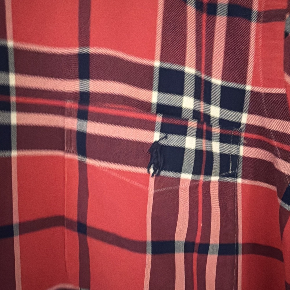 Ralph Lauren Red Blue Plaid L Oxford Shirt Button Up Short Sleeve Preppy Classic - Picture 2 of 7